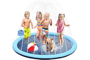 Eooqi Non-Slip Splash Pad for Kids 87 Inch Inflatable Toddler Splash Pad Thicken Water Play Dog Sprinkler Backyard Garden Lawn Pool Mat Outside Toys Gifts for Baby Toddler Boys Girls Children Age 3-12
