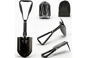 Portable Folding Shovel 23 in, Folding Snow Shovel,50# High-Carbon Steel Entrenching Tool for Garden Camping Hunting Hiking,S
