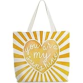 Levitatinyear Inspirational Canvas Tote for Women, Sunshine Motivational Tote, Sunshine Gift Bag, Mental Health Library Book Bags, Shoulder Bag Inspirational Gifts for Women Friends Colleagues -10