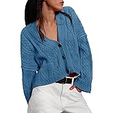 Yousify Womens Cable Knit Cardigans Fall Oversized Long Sleeve Button Open Front Casual Sweater Coats