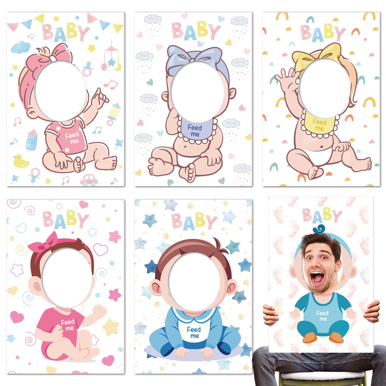 Photo 1 of VioraWhite 6 Pcs Baby Shower Games Feed Me Baby Shower Games Funny Bridal Party Activities Twerk Play for Gender Reveal Party Favors