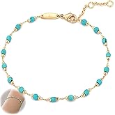 Turquoise Bracelet for Women 14K Gold Beaded Bracelets Handmade Adjustable Dainty Turquoise Bracelet Gifts for Birthdays Parties And Daily Wear