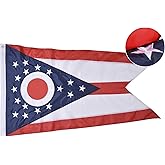 VICDRIA Ohio State Flag 3x5 Ft, Deluxe Embroidered Premium Polyester Durable OH Outside Flag, Indoor/Outdoor with Sewn Stripes and Brass Grommets
