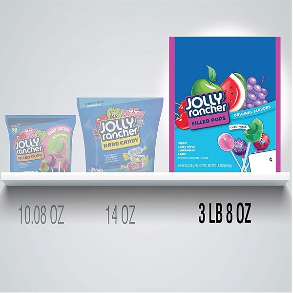 JOLLY RANCHER FILLED POPS ASSORTED FRUIT FLAVORED CANDY BOX, HALLOWEEN CANDY, 56 OZ (100 PIECES)