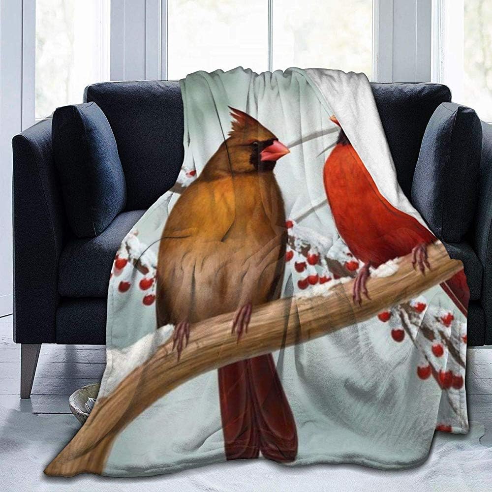 Annays Fleece Blanket Cute Cardinal Birds Throw Blanket UltraSoft