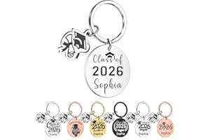 Custom Class of 2026 Graduation Keychain with Name, Graduation Gifts for Her Him, Personalized Graduate Key Chain Bulk, Middl