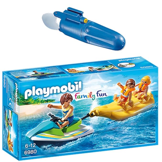 PLAYMOBIL® Family Fun 2er Set 6980 7350 Jetski mit Bananenboot + Unterwassermotor
