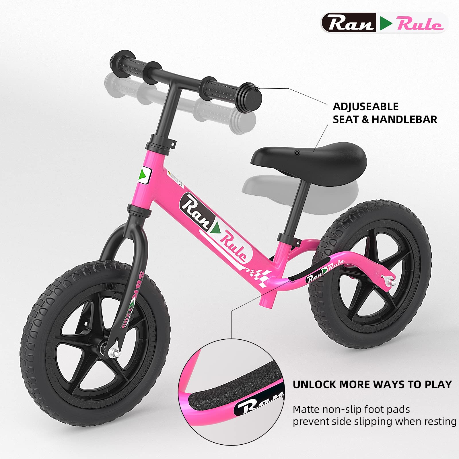 RoyalBaby RanRule Balance Bike, Ages 24 Months to 5 Years Old Boys Girls Gift, Toddlers Toys Bicycle 12 Inch Wheel