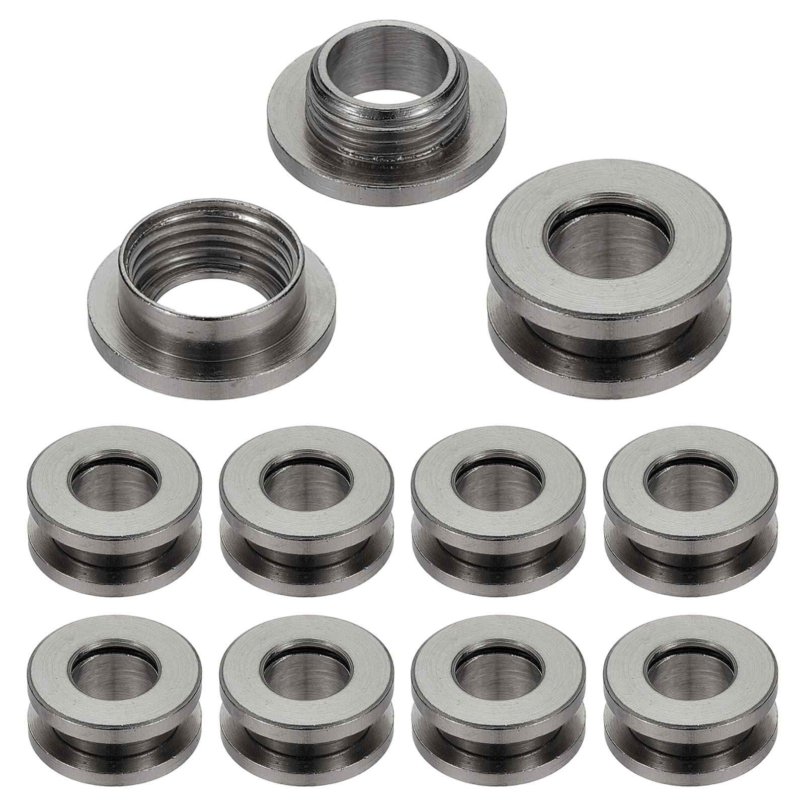 PATIKIL 8mm(1/3 inch) Solid Brass Hole Eyelets, 10 Pcs Flat Self Backing Grommets with Washer for Shoes Clothes Crafts Bag Leather Craft, Black — image 1
