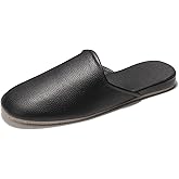 Hyfant Men's Leather Slippers Top Grain Leather Slippers for Men and Women Scuff Slipper with Memory Foam Minimalist Mules House Slip-on Shoes for Office Home Bedroom Living Room Guests Visitor
