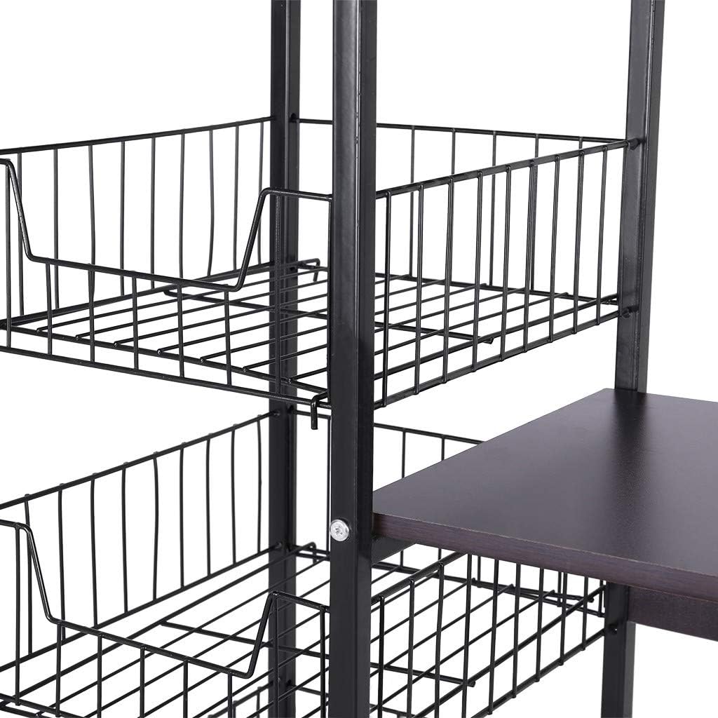 Us Fast Shipment 3-Tier Kitchen Baker's Rack Microwave Oven Stand Workstation Shelf Storage Baskets Large Size Storage Shelf (Black, 31.5 x 13.0 x 29.5 inches) - Standing Baker's Racks