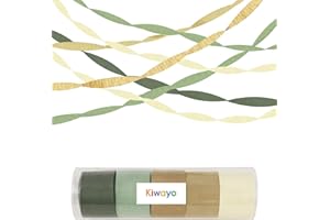Kiwayo Sage Green Gold Crepe Paper Streamers Party Decorations (5 Rolls) for Baby Shower, Birthday, Camp Bachelorette, Bridal Shower, Wedding, Engagement Safari Woodland Boho Party Décor