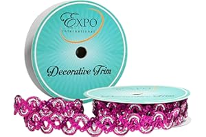 Expo International Karmen Sequin Metallic Braid Spool | Fuchsia/Silver | (3 Yard Cut) Trim, 3 yd