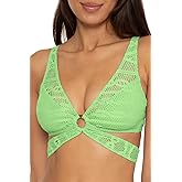 BECCA Women's Color Play Ring Bra Bikini Top, Adjustable, Tie Back, Swimwear Separates