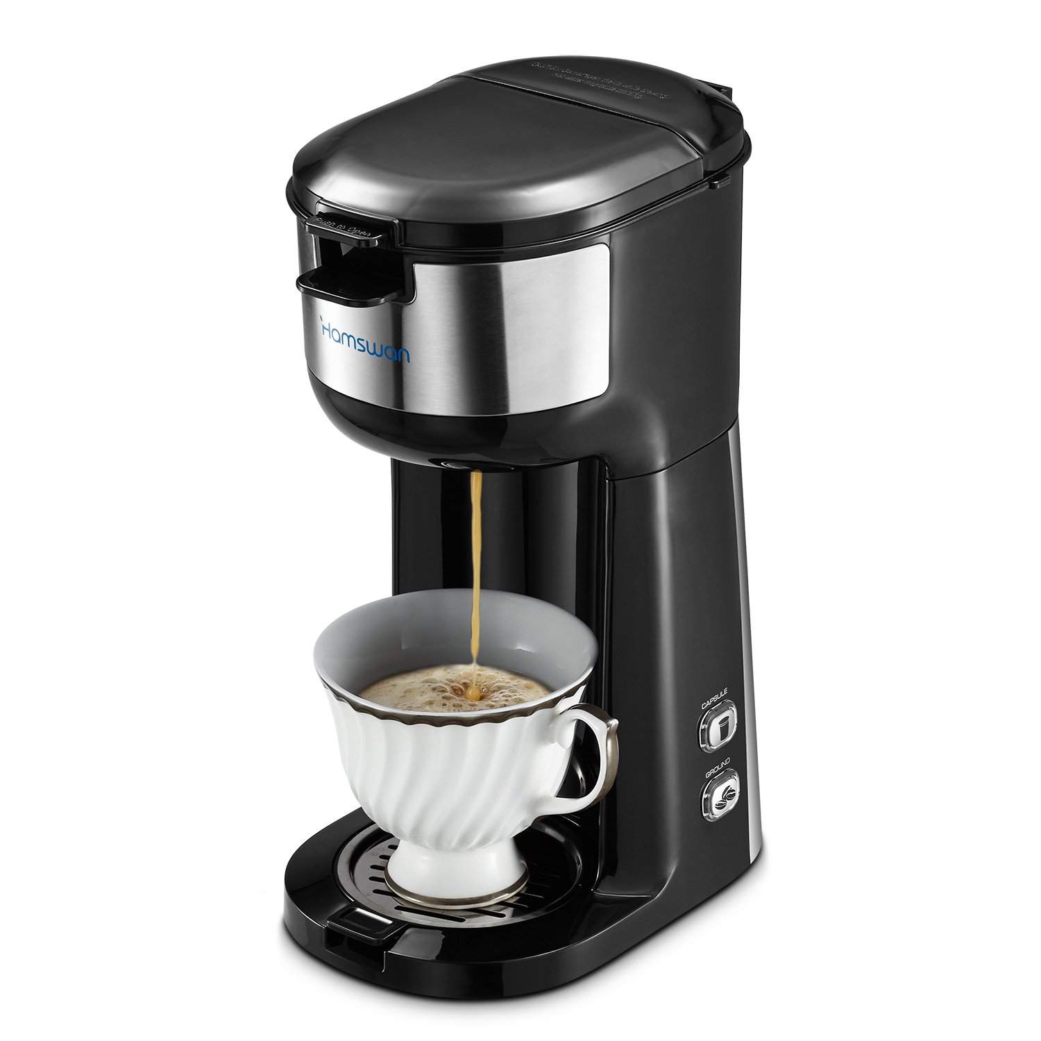 HAMSWAN CM1177B Coffee Maker Ground Coffee and Coffee Capsules 2 in 1
