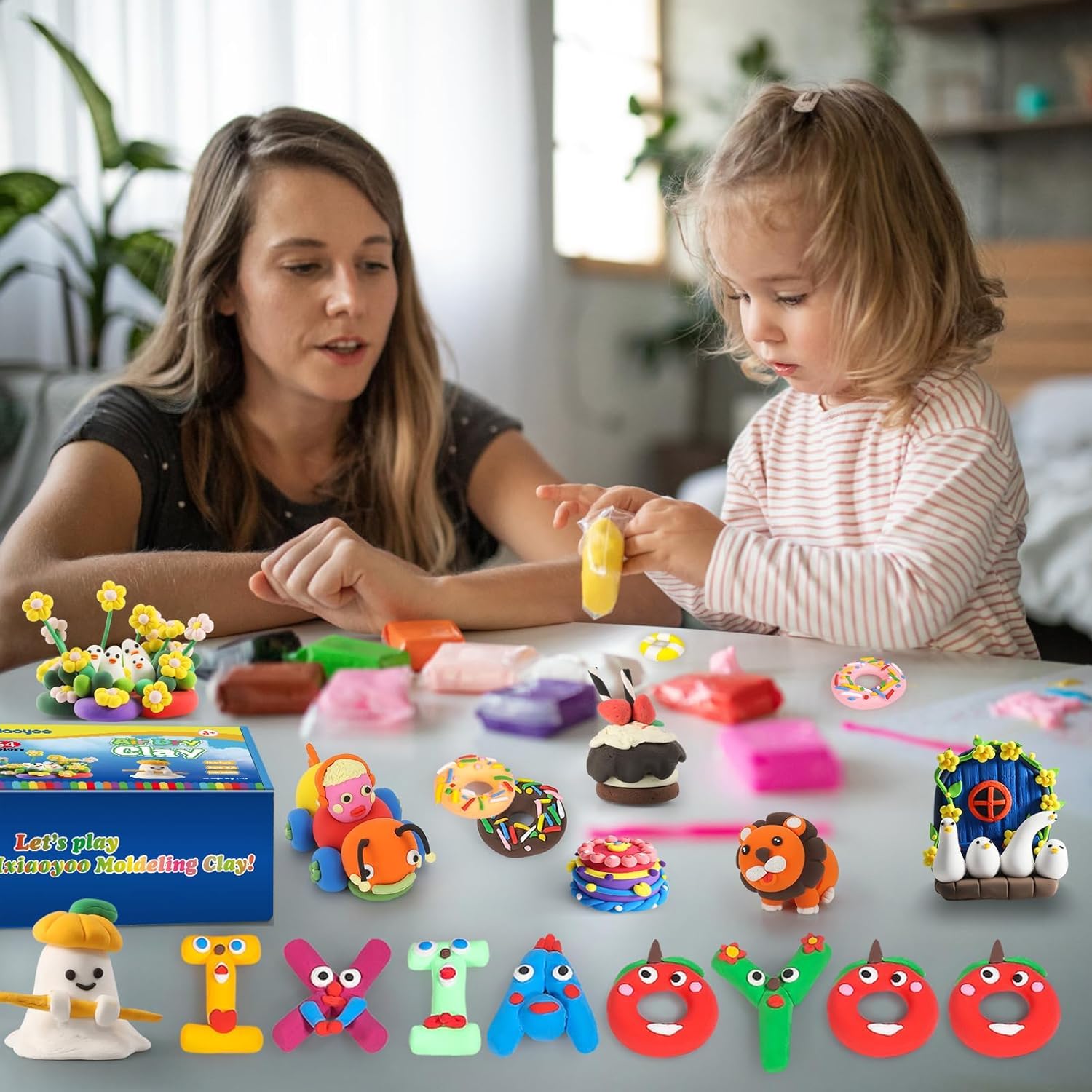 Ixiaoyoo Air Dry Clay, 64 Colors Modelling Clay for Kids, Soft & Non-Sticky, Creative DIY School Arts & Crafts Kit, Birthday & Christmas Toys Gifts for Age 3 4 5 6 7 8+ Years Old Boys Girls Kids