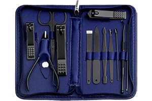Tumkun Nail Kit, Manicure Kit, Nail Care Kit For Men, Manicure Pedicure Set, Nail Clippers Toenail Clippers Kit, Professional Manicure Kit Pedicure Kit, Blue Travel Case, Set of 12.