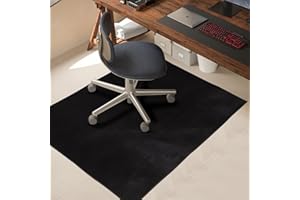 FURKIT Chair Mat for Hard Floors, 48"x36" Soft Fabric Flannel Desk Rug for Rolling Chair, Anti-Slip Desk Chair Mat for Home and Office (Black)
