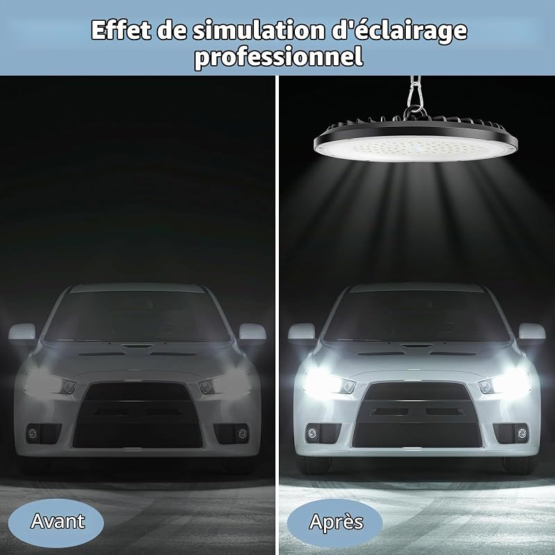 200W UFO LED High Bay Light, 30000LM, 6000K blanc froid UFO LED atelier lumière, IP65 imperméable à l'eau lampe，Convient aux usines, garages et entrepôts (4 Pack, 200W)