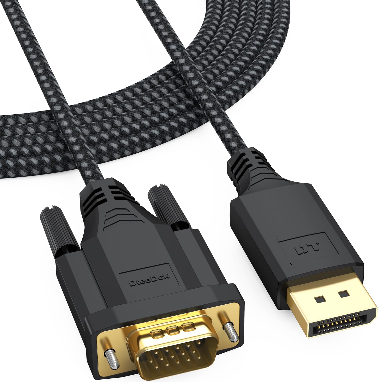 Photo 1 of DteeDck DisplayPort to VGA Cable 10ft, DP Display Port to VGA Adapter Cable Converter Male to Male Braided Cord for Monitor Desktop Laptop Display Projector HDTV