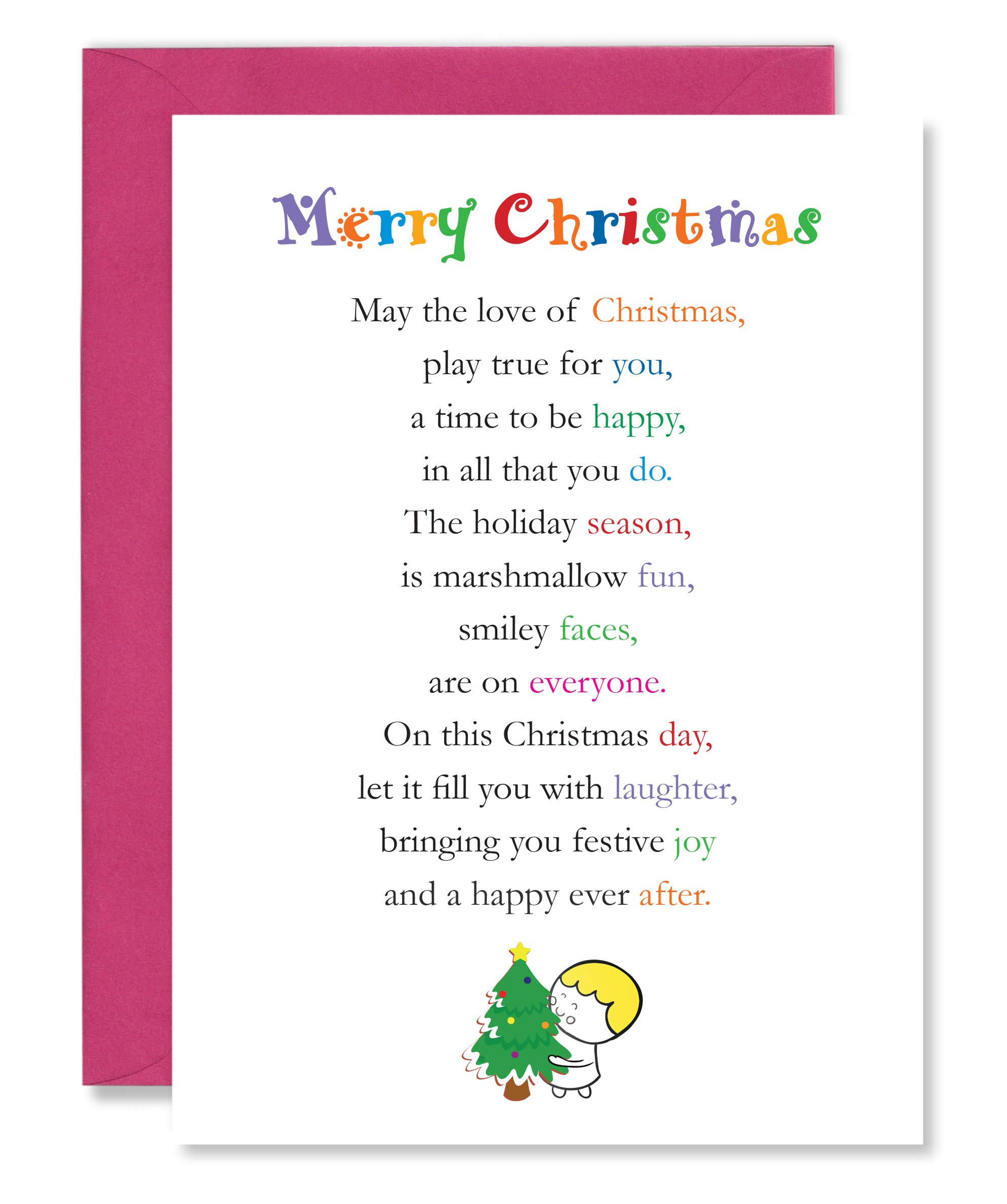 Clarabelle Cards - Merry Christmas Greetings Card for Friend | Colleague | Family | Cousin | Best Friend with Festive Poem Verse to Celebrate the Holiday Season sold by Card Candy