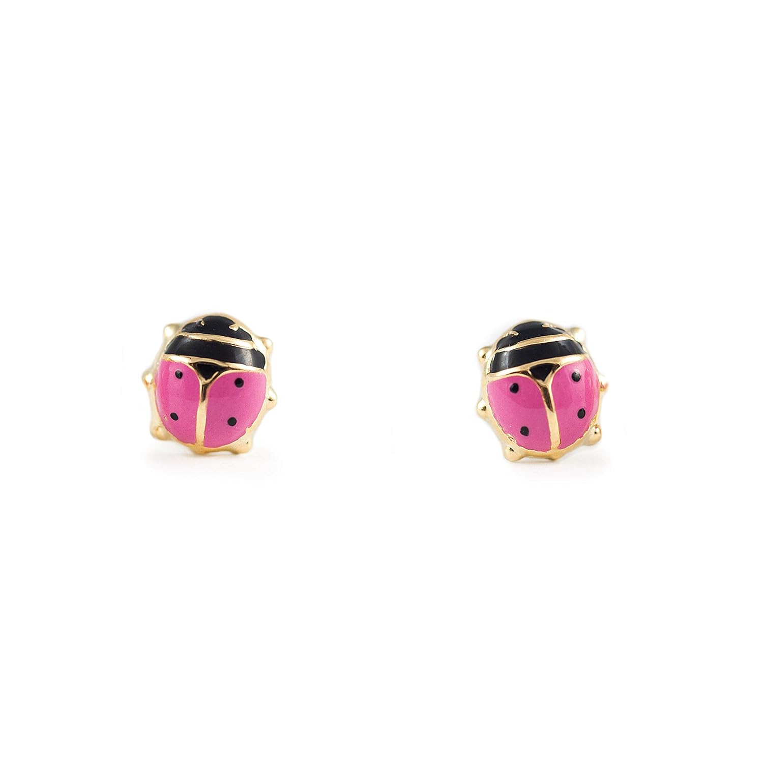Pendientes Bebe o niña Mariquita Esmaltada Rosa