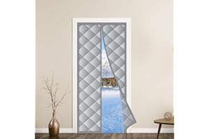 UNAOIWN Magnetic Thermal Insulated Door Curtain Fits Door Size 32" x 80", Insulated Hands-Free Closing Door Screen for Winter Warm Cold Protection, Weatherproof, Windproof, Soundproof