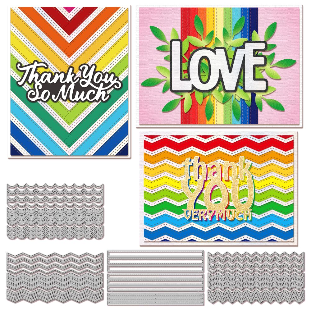 GLOBLELAND Rectangular Strips Background Cutting Dies for Card Making Metal Lace Border Wave Frame Die Cuts Cutting Dies Templates for Scrapbooking Journal Embossing Paper Craft Decor