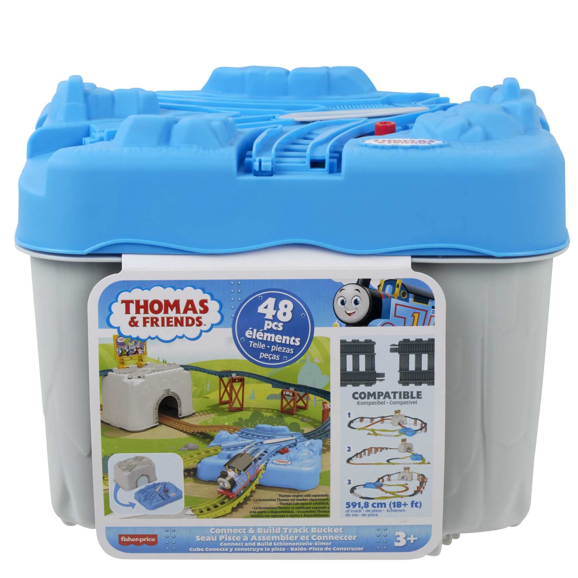 ​Thomas & Friends Toy Train Tracks Set, Connect & Build Bucket, 34-Piece Expansion Pack for Diecast & Motorized Trains, Kids Ages 3+ Years