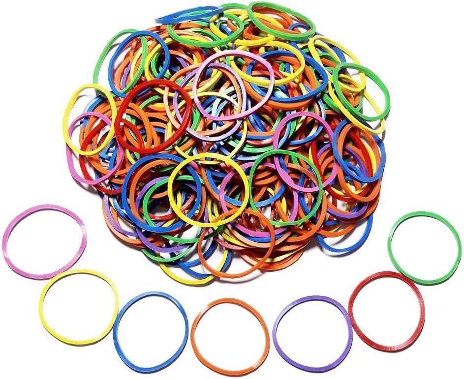 200 Pcs 2.5cm 1" Small Assorted Mixed Rainbow Colorful Rubber Bands