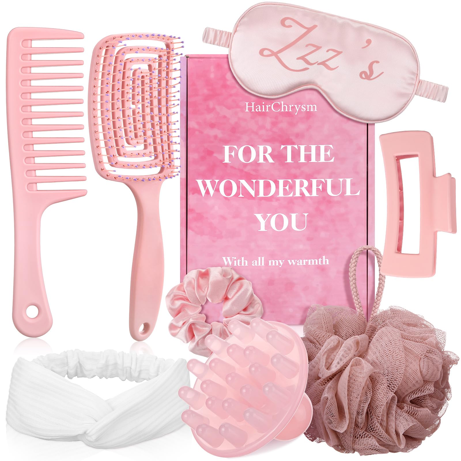 HairChrysm 8 in 1 Pack Self Care Beauty Gift Set for Women, Hair Care Spa Gifts for Moms Sisters & Girls