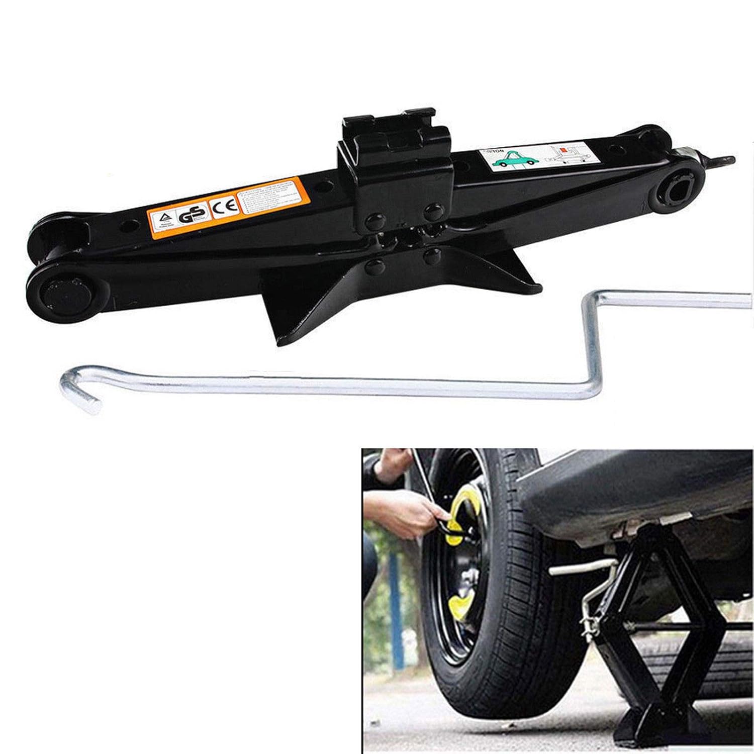 Yiya Heavy Duty Steel Scissor Jacks with Handle 2 Ton 5000lb Capacity