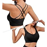 Sports Bras for Women Large Bust Medium Support Cross Back Strappy Sports Bra Padded Workout Yoga Bras for Women Gym Tops