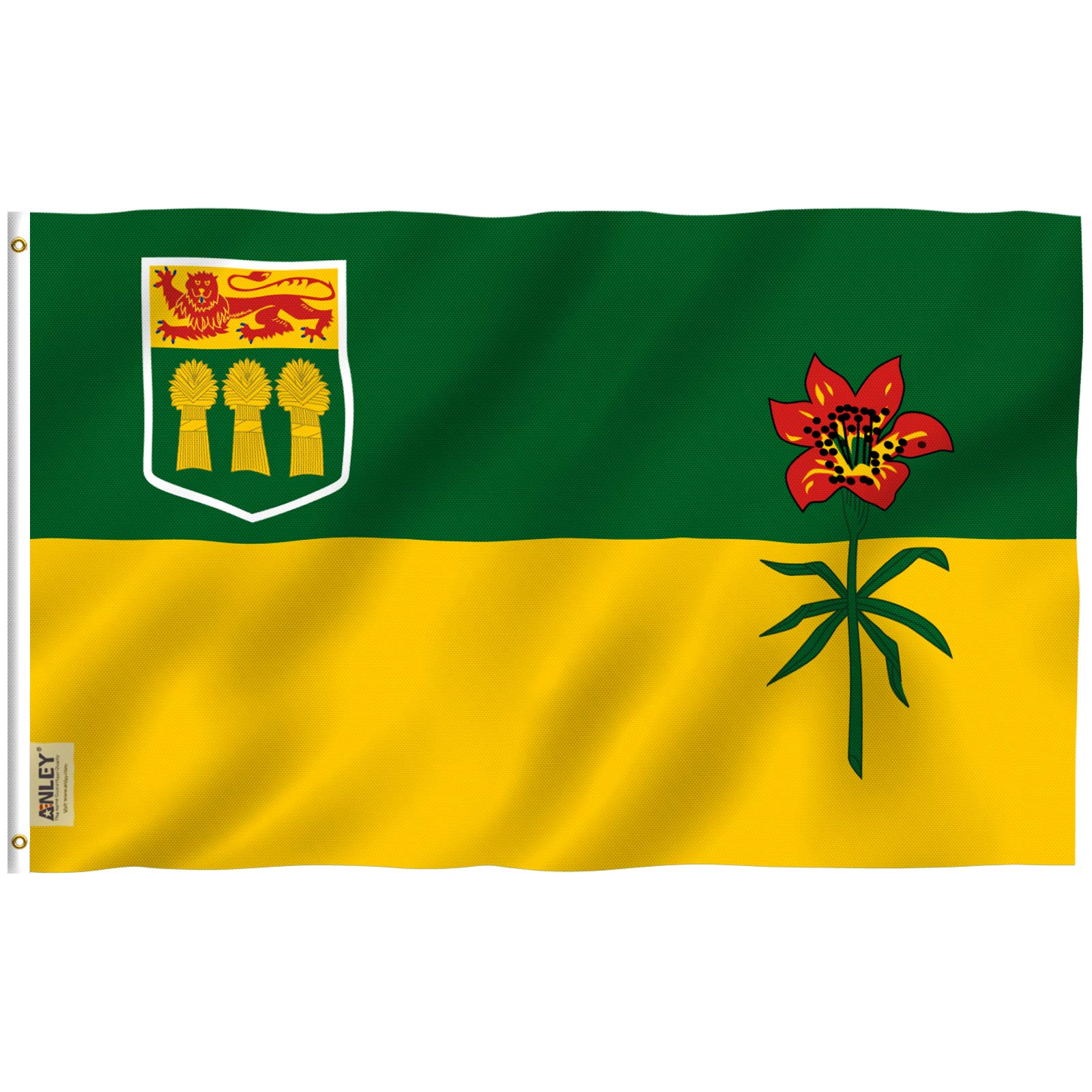 ANLEY Fly Breeze 3x5 Feet Saskatchewan flag - Vivid Color and UV Fade Resistant - Canvas Header and Double Stitched - Canadian Province of Saskatchewan Flag Polyester with Brass Grommets 3 X 5 Ft