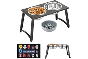 ADENGL Elevated Dog Bowl with 2 Stainless Steel Bowls for Large Dogs, Raised Dog Bowl Stand for Pet Food and Water, 1700ML Capacity, 11.2" Tall