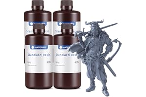 ANYCUBIC 3D Printer Resin Bundle, 405nm High Precision Fast Curing UV Photopolymer Resin for LCD 3D Printing, 4Packs*1kg Grey, 4kg in Total