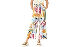 IIMMER Girls Print Drawstring Wide Leg Pants High Waisted Palazzo Pants Lounge Trousers with Lining Pocket 5-14 Years