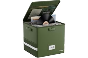 DocSafe Vinyl Record Storage Box with Lock, Fireproof＆Water Resistant Record Organizer for 100+ Single Records(12-inch), Coll