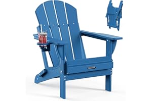 MUCHENGHY Folding Adirondack Chairs HDPE Weather Resistant, Patio Firepit Chairs, Sturdy Outside Chair, Lawn Chairs, 15min Assembly 380lb, Royal Blue