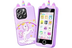 EFFUN Kids Smart Phone for Girls, 4.0" Touchscreen Learning Music Puzzle-Games Toddler Phone for Kids Ages 3-9, Dual Camera，Built-in 8G SD Card Toy, Birthday Gifts for Kids Cell Phone Toy, Purple
