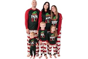Lazy One Matching Family Christmas Pajamas, Elf Matching Christmas PJs for Family, Adult Tees & Pants Separates