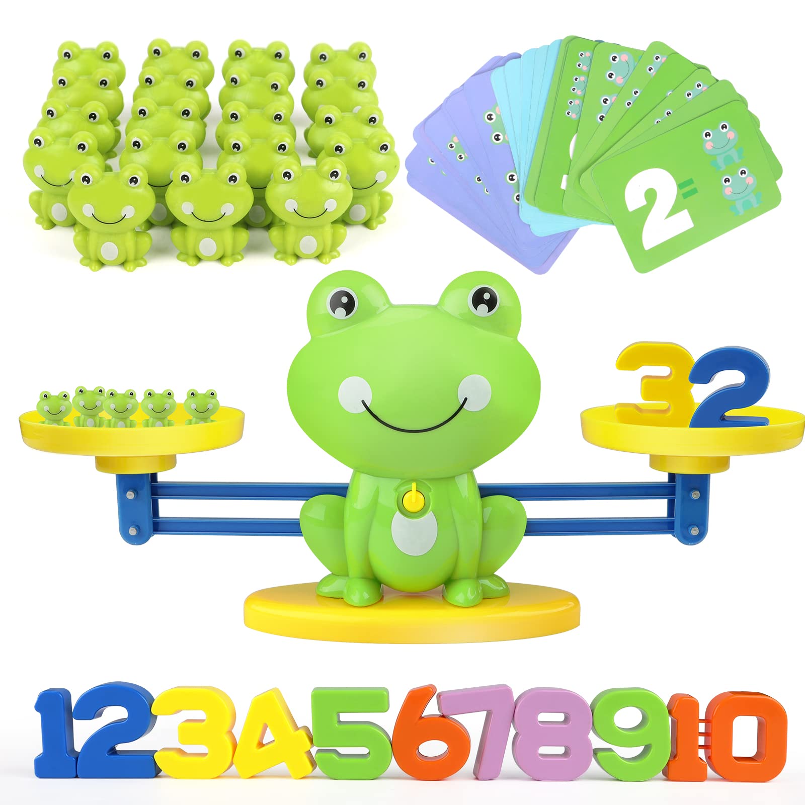 GILOBABY Frog Balance Maths Game for Kids Ages 3+, Educational STEM Toy with Numbers & Cards, Counting, Balancing Learning Game for Preschool Boys & Girls