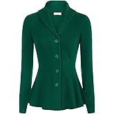 Belle Poque Women Vintage Cardigan Sweater Shawl Lapel Button Down Sweater Outwear Coat