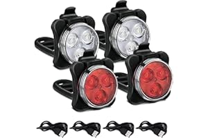 Bike Lights Set, Bike Lights Front and Back, LED Bicycle Front Lights and Tail Light Battery Power, IPX4 Waterproof Bright 4 