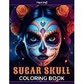 Sugar Skull Coloring Book for Adults: Beautiful Women Sugar Skulls on Black Background for Stress Relief