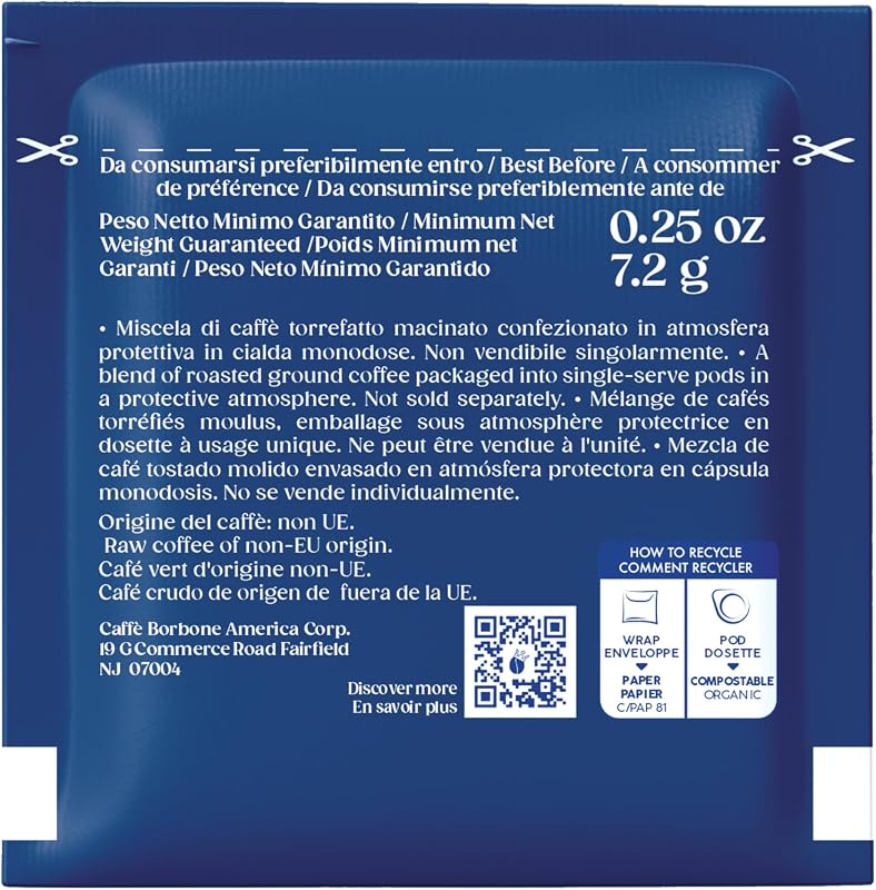 Cápsulas Compostáveis, Mistura de Café Azul - 150 Cápsulas - Compatíveis com o Sistema E.S.E Cápsulas de Papel de 44 mm