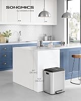 SONGMICS 2 x 15L Kitchen Waste Bin Double Rubbish Bin Stainless Steel view 3