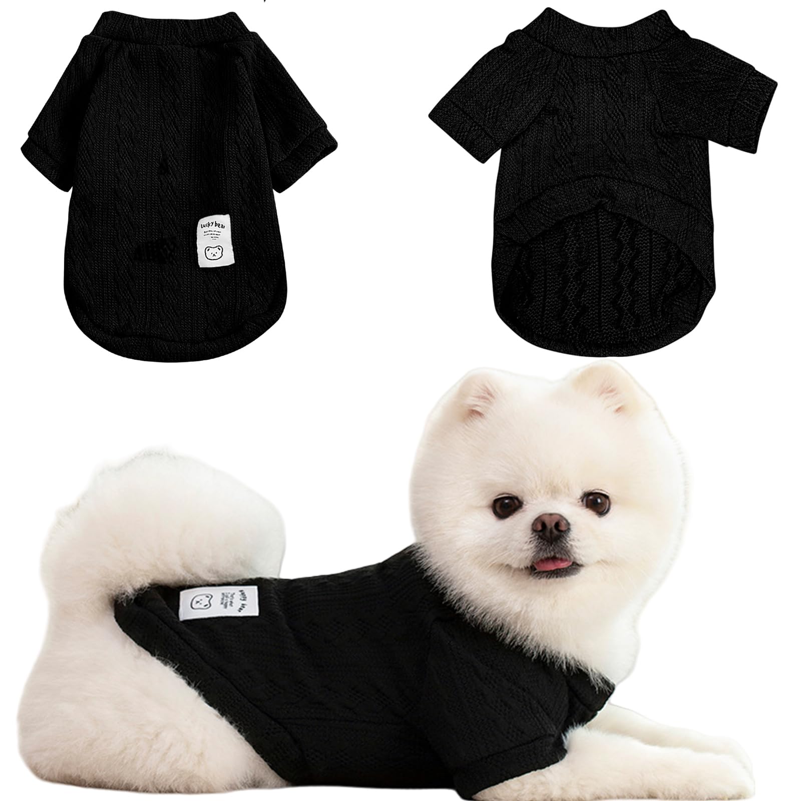 Winmany Small Medium Dogs Sweater Cat Winter Turtleneck Clothes Chihuahua Yorkie Puppy Solid Color Outfit (Black, XL)