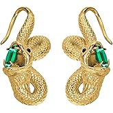 Crystal Snake Stud Earrings,Golden Fashion Earrings For Women Cubic Zirconia Snake Earrings Trendy Jewelry Gifts one of a kind earrings with tsavorites and matte yellow gold serpents's skin texture