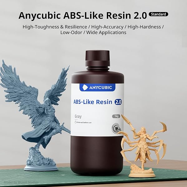 ANYCUBIC 2ND GEN RESIN TECHNOLOGY ABS-LIKE RESIN 2.0, 3D PRINTER RESIN WITH HIGH TOUGHNESS, MORE PRECISE DETAILS, LOW ODOR, WIDE COMPATIBILITY FOR ALL LCD RESIN 3D PRINTERS (CLEAR BLUE, 1KG)